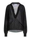Alpha Studio Black Viscose Polyester Oversized Polo Shirt