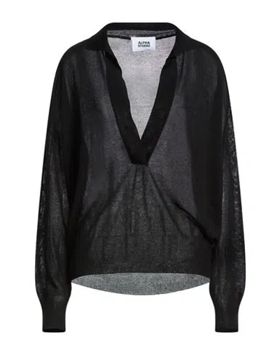 Alpha Studio Woman Sweater Black Size 8 Viscose, Polyester
