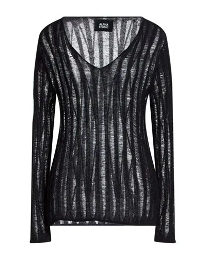 Alpha Studio Woman Sweater Black Size 8 Wool, Recycled Polyamide, Polyamide