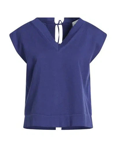 Alpha Studio Woman Sweater Blue Size 6 Cotton