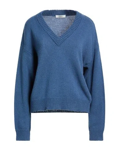 Alpha Studio Woman Sweater Blue Size 6 Merino Wool