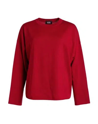 Alpha Studio Woman Sweater Brick Size 8 Wool In Red