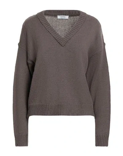 Alpha Studio Woman Sweater Brown Size 10 Merino Wool
