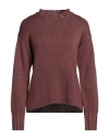 Alpha Studio Woman Sweater Brown Size 10 Tencel, Merino Wool