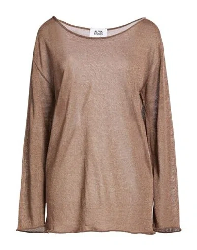 Alpha Studio Woman Sweater Brown Size 12 Viscose, Polyester
