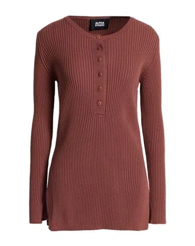 Alpha Studio Woman Sweater Brown Size 6 Viscose, Polyester, Polyamide