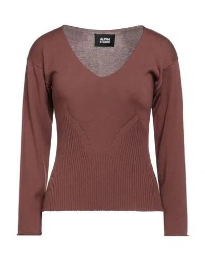 Alpha Studio Woman Sweater Brown Size 6 Viscose, Polyester, Polyamide