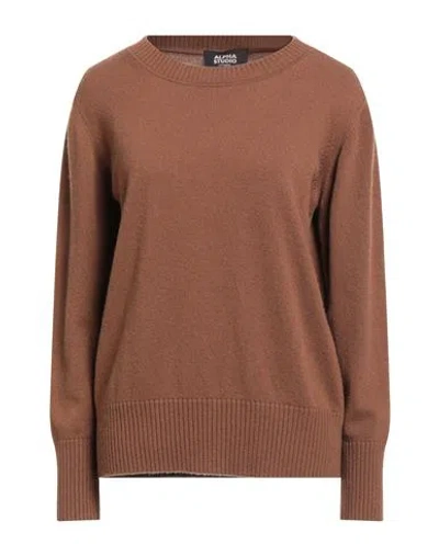 Alpha Studio Woman Sweater Brown Size 8 Cashmere