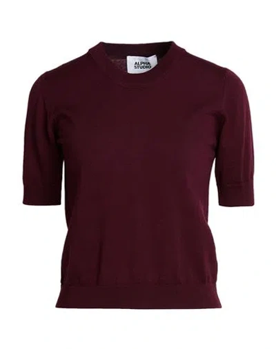 Alpha Studio Woman Sweater Burgundy Size 12 Merino Wool In Red