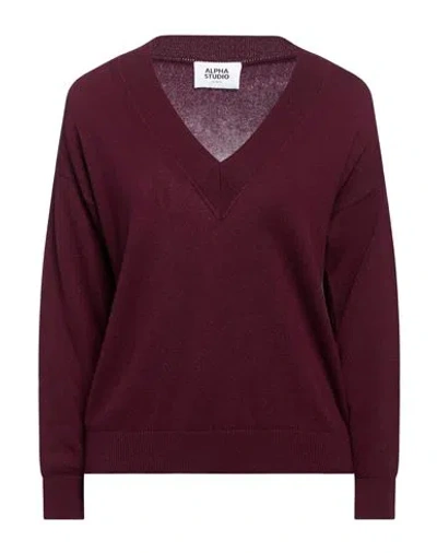 Alpha Studio Woman Sweater Burgundy Size 2 Cashmere In Red