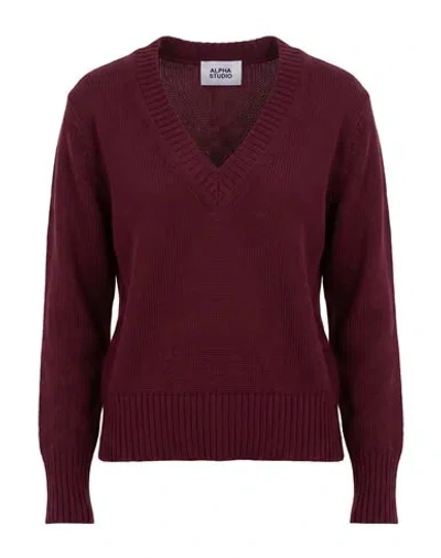 Alpha Studio Woman Sweater Burgundy Size 4 Wool In Purple