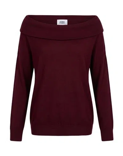 Alpha Studio Woman Sweater Burgundy Size 8 Merino Wool In Brown