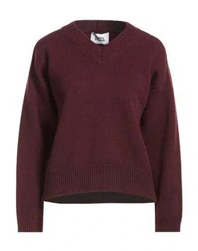 Alpha Studio Woman Sweater Burgundy Size 8 Wool In Brown