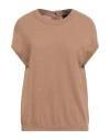Alpha Studio Woman Sweater Camel Size 10 Cotton
