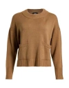Alpha Studio Woman Sweater Camel Size 10 Merino Wool In Sand