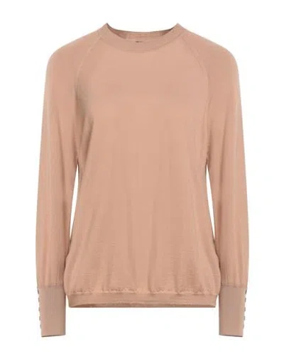 Alpha Studio Woman Sweater Camel Size 10 Merino Wool In Brown