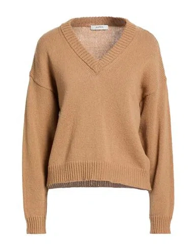 Alpha Studio Woman Sweater Camel Size 10 Merino Wool In Brown