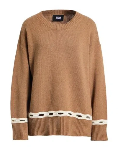 Alpha Studio Woman Sweater Camel Size 10 Recycled Wool, Ecovero Viscose, Recycled Polyamide, Recycle In Sand