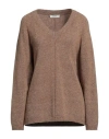 Alpha Studio Woman Sweater Camel Size 6 Alpaca Wool, Polyamide, Cotton, Modal, Elastane In Beige