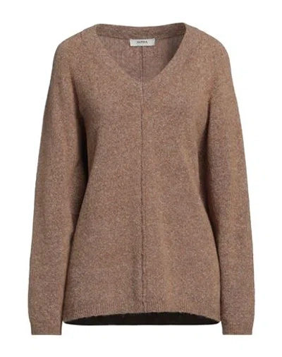 Alpha Studio Woman Sweater Camel Size 6 Alpaca Wool, Polyamide, Cotton, Modal, Elastane In Beige
