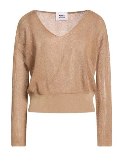 Alpha Studio Woman Sweater Camel Size 4 Viscose, Polyester In Neutral