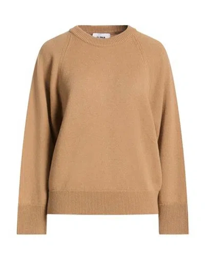 Alpha Studio Woman Sweater Camel Size 6 Geelong Wool In Brown