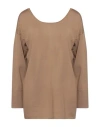 Alpha Studio Woman Sweater Camel Size 12 Merino Wool In Beige