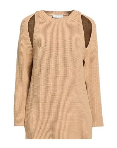 Alpha Studio Woman Sweater Camel Size 8 Cotton, Polyamide In Brown