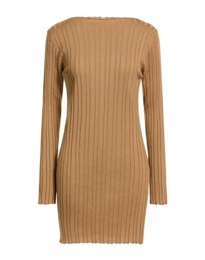 Alpha Studio Woman Sweater Camel Size 8 Merino Wool In Brown