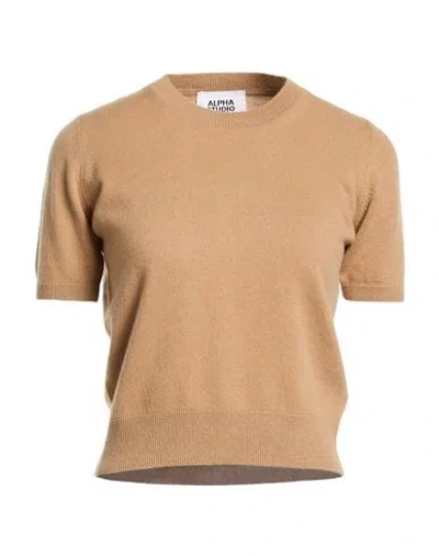 Alpha Studio Woman Sweater Camel Size 8 Wool In Brown