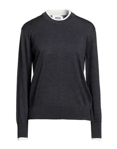 Alpha Studio Woman Sweater Charcoal Size 12 Merino Wool In Gray