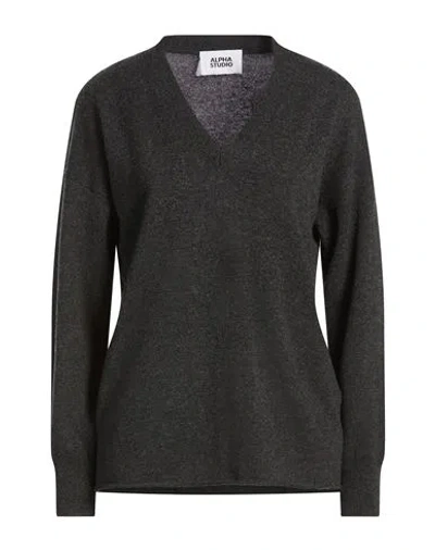 Alpha Studio Woman Sweater Charcoal Size 6 Wool, Cashmere In Gray