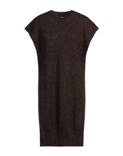 Alpha Studio Woman Mini Dress Chocolate Brown Size S Mohair Wool, Polyamide
