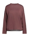 Alpha Studio Woman Sweater Chocolate Brown Size 8 Virgin Wool, Tencel In Brown