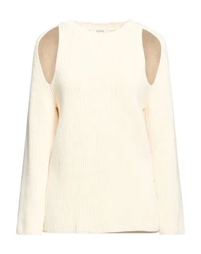 Alpha Studio Woman Sweater Cream Size 10 Cotton, Polyamide In White