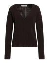 Alpha Studio Woman Sweater Dark Brown Size 10 Wool, Polyamide, Cotton In Brown