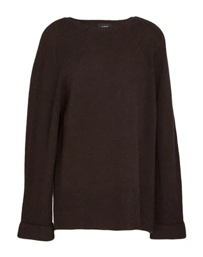 Alpha Studio Woman Sweater Dark Brown Size 10 Wool, Viscose, Polyamide, Cashmere