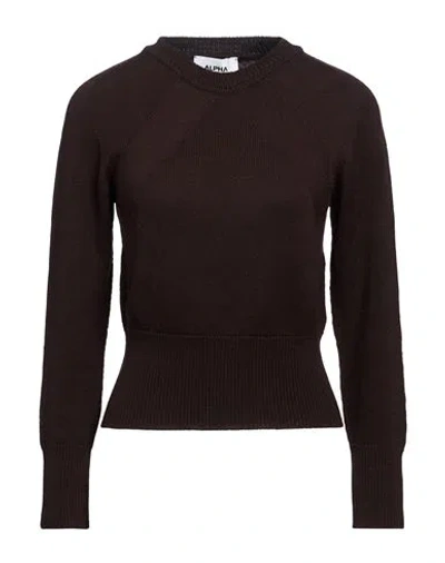 Alpha Studio Woman Sweater Dark Brown Size 4 Merino Wool