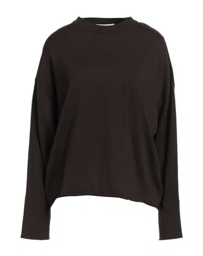 Alpha Studio Woman Sweater Dark Brown Size 8 Merino Wool In Black