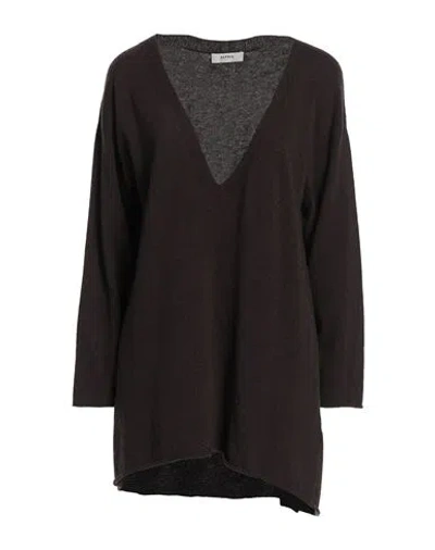 Alpha Studio Woman Short Dress Dark Brown Size Onesize Merino Wool