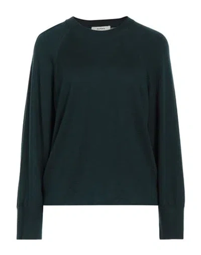 Alpha Studio Woman Sweater Dark Green Size 12 Merino Wool