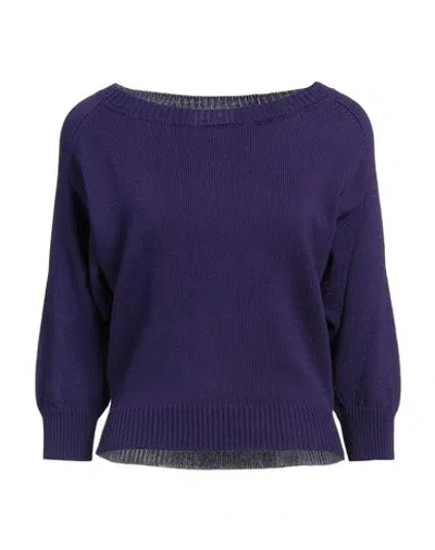 Alpha Studio Woman Sweater Deep Purple Size 12 Cotton