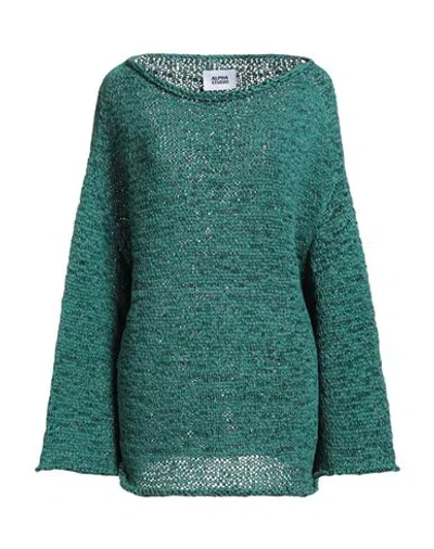 Alpha Studio Woman Sweater Emerald Green Size 10 Polyester, Polyamide