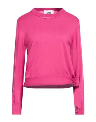 Alpha Studio Woman Sweater Fuchsia Size 8 Cotton In Pink