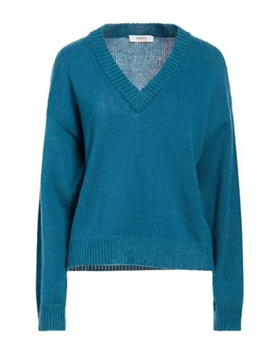 Alpha Studio Woman Sweater Green Size 10 Merino Wool In Blue