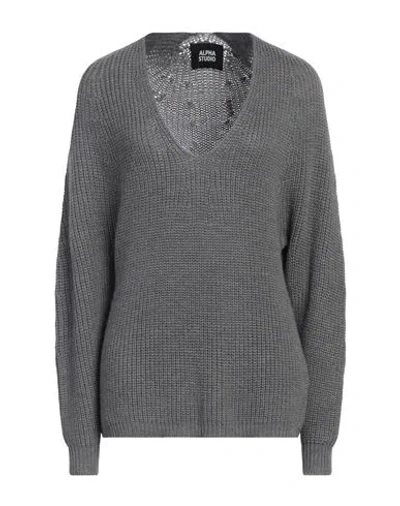 Alpha Studio Woman Sweater Grey Size 10 Merino Wool In Grey