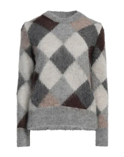 Alpha Studio Woman Sweater Grey Size 12 Mohair Wool, Polyamide