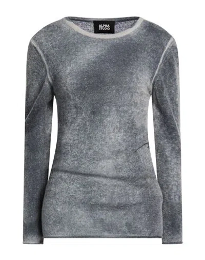 Alpha Studio Woman Sweater Grey Size 6 Baby Alpaca Wool, Recycled Polyamide, Polyamide In Gray