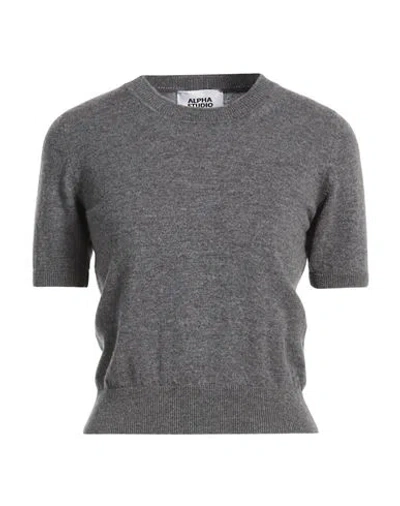 Alpha Studio Woman Sweater Grey Size 6 Geelong Wool In Gray