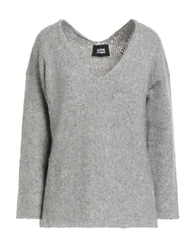 Alpha Studio Woman Sweater Grey Size 8 Polyester, Alpaca Wool, Nylon, Wool